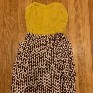 xhilaration Yellow Strapless Apple Print Dress - sz Small